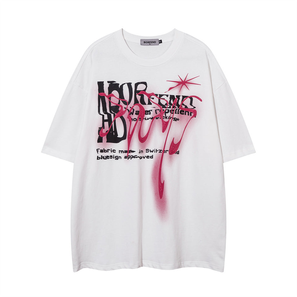Fashion Abstract Letter Print Short-sleeve Men