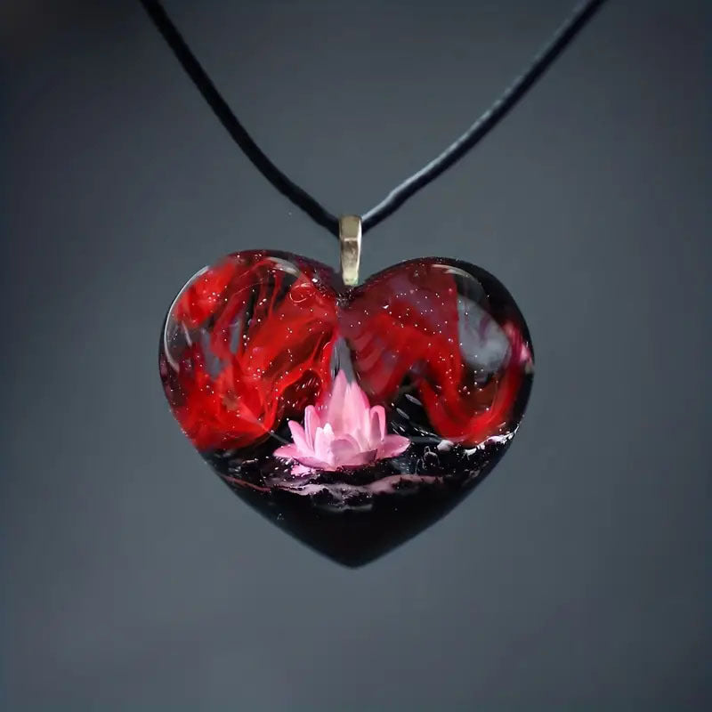 Heart-shaped Lotus Crystal Pendant Korean Style Fashion Personality All-match Clavicle Chain Necklace