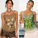 Sequined Embroidered Strap Vest Women's Clothing