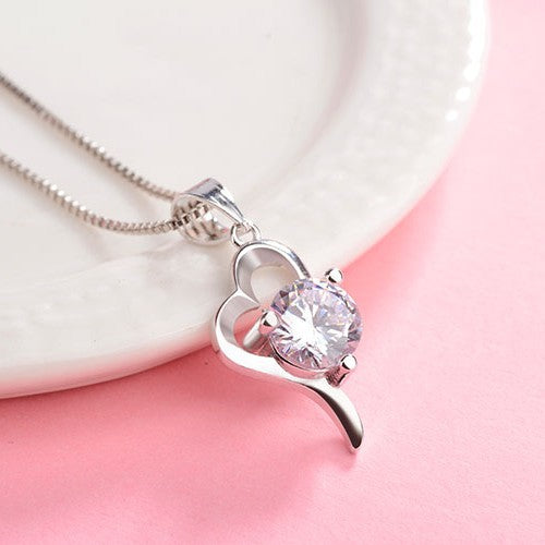 Silver-plated necklace Korean fashion heart pendant women