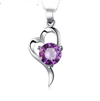 Silver-plated necklace Korean fashion heart pendant women