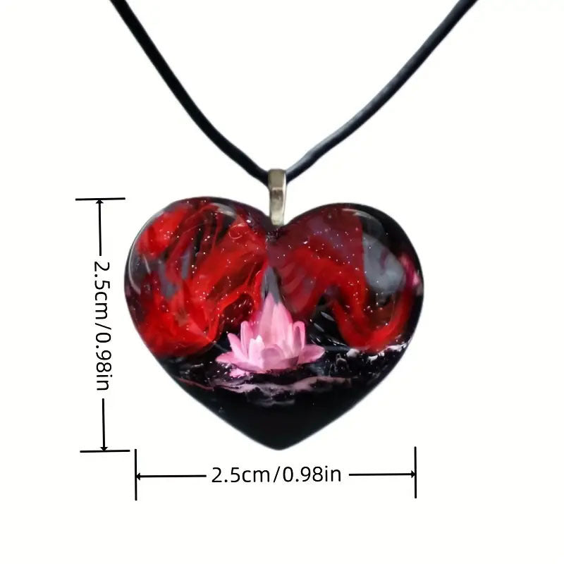 Heart-shaped Lotus Crystal Pendant Korean Style Fashion Personality All-match Clavicle Chain Necklace