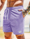 Lace-up Drawstring Shorts Summer Corduroy Sports Short Pants Mens Clothing