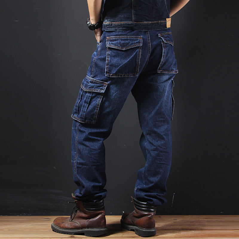 Men's Straight Cargo Pants Loose Plus Size Plus-sized Fat Guy's Pants Jeans