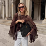Top Sexy See-through Loose Brown Women's Clothing