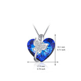 Fashion Blue Crystal Butterfly Heart Pendant Pendant