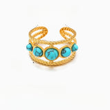 Womens Versatile Stainless Steel Turquoise Ring