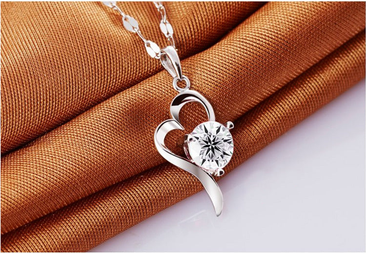 Silver-plated necklace Korean fashion heart pendant women