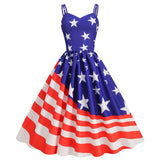 Women's Summer Sexy Spaghetti-strap Floral Print Retro Big Swing Dress