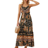 Women's Bohemian Spaghetti-strap Floral Print Vacation Beach Dress