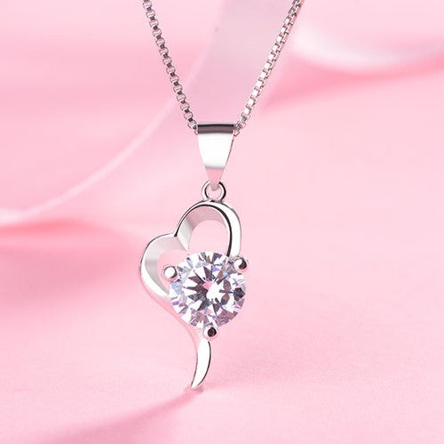 Silver-plated necklace Korean fashion heart pendant women
