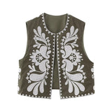 European And American Women's Clothing Sleeveless Embroidered Vest Women's Top