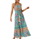 Women's Bohemian Spaghetti-strap Floral Print Vacation Beach Dress