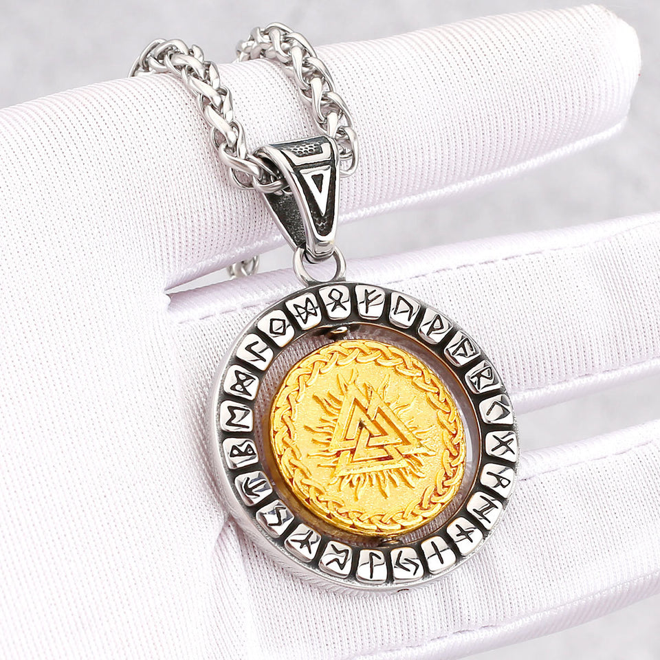 Rotatable Fashion Men's Rune Pendant Necklace