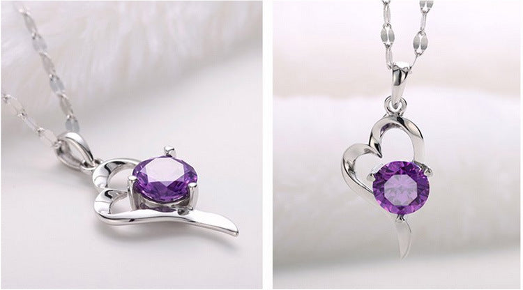 Silver-plated necklace Korean fashion heart pendant women