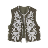 European And American Women's Clothing Sleeveless Embroidered Vest Women's Top