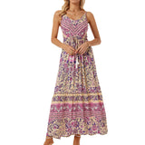 Women's Bohemian Spaghetti-strap Floral Print Vacation Beach Dress