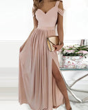 V-neck Boho Spaghetti Strap Dress Women Split Long Flowy Dresses For Party Beach
