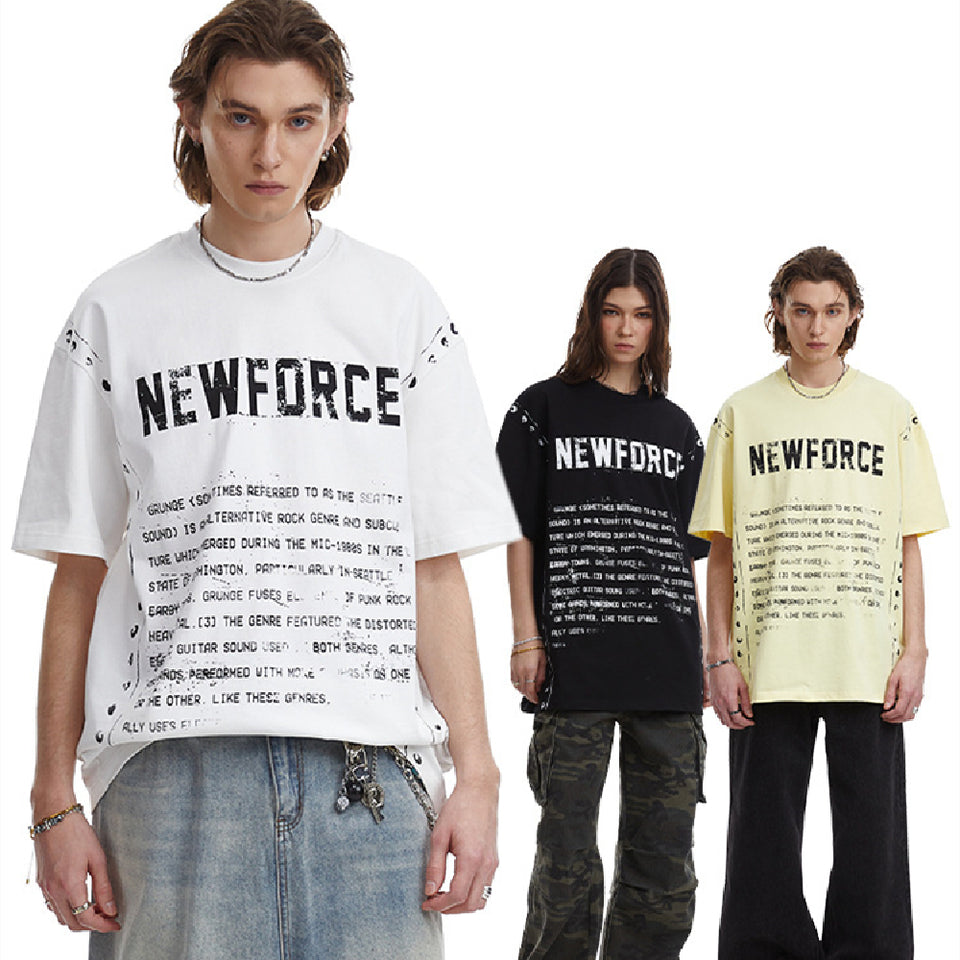 American Vintage Letter Print T-shirt Men And Women