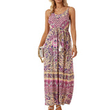 Women's Bohemian Spaghetti-strap Floral Print Vacation Beach Dress