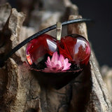 Heart-shaped Lotus Crystal Pendant Korean Style Fashion Personality All-match Clavicle Chain Necklace