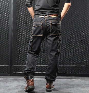 Men's Straight Cargo Pants Loose Plus Size Plus-sized Fat Guy's Pants Jeans