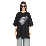 Fashion Tide Brand Women's Clothing Washed Lip Printings
